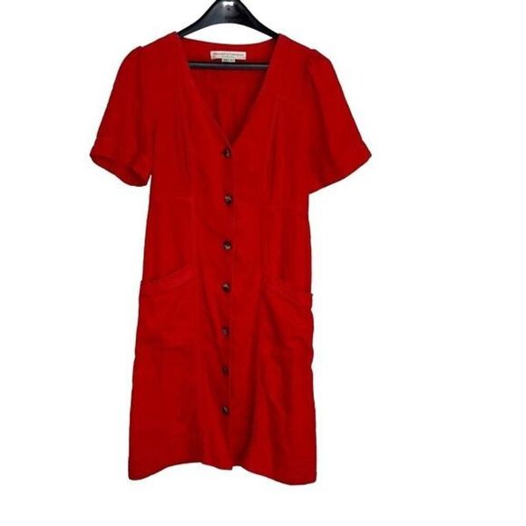 Anthropologie Pilcro and the Letterpress Red Button Front Dress | 2 - Picture 3 of 6